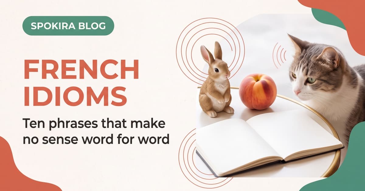 A French learner reacting to playful French idioms on cards