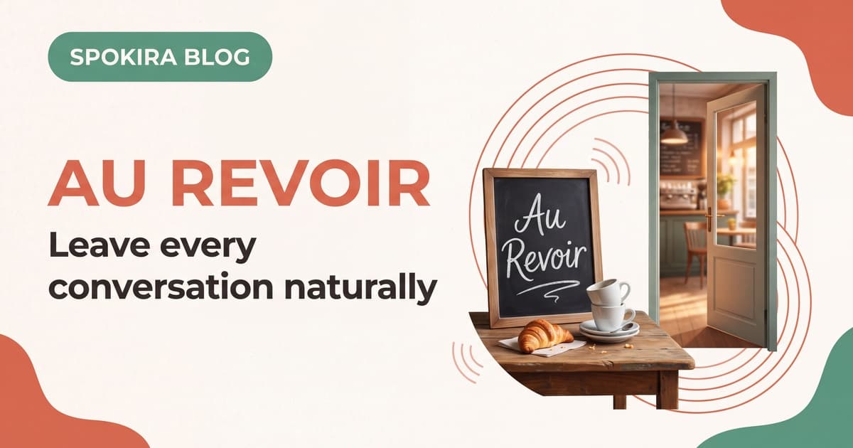 French learner leaving a cafe with a friendly au revoir